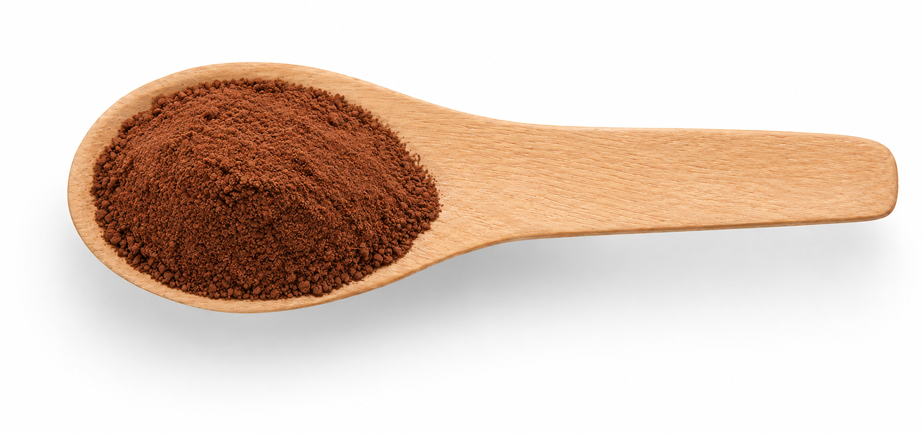 Cuchara de madera con cacao soluble Laqtia